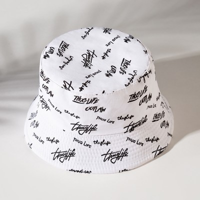 Панама двусторонняя унисекс MINAKU с надписями, белая, размер 58