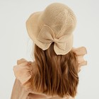 Шляпа для девочки MINAKU с бантом, цвет молочный, р-р 50-52 - фото 26397021