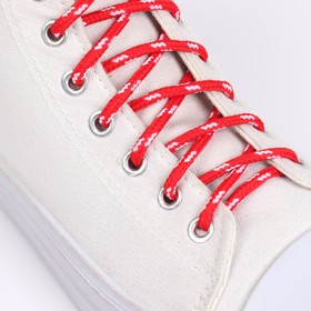Шнурки для обуви, пара, круглые, d = 5 мм, 120 см, цвет красный/белый