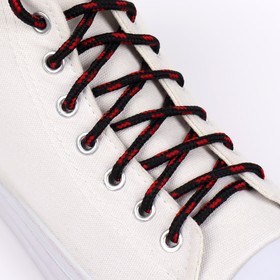 Шнурки для обуви, пара, круглые, d = 5 мм, 120 см, цвет чёрный/красный