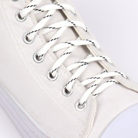 Шнурки для обуви, пара, круглые, d = 6 мм, 120 см, цвет белый/чёрный