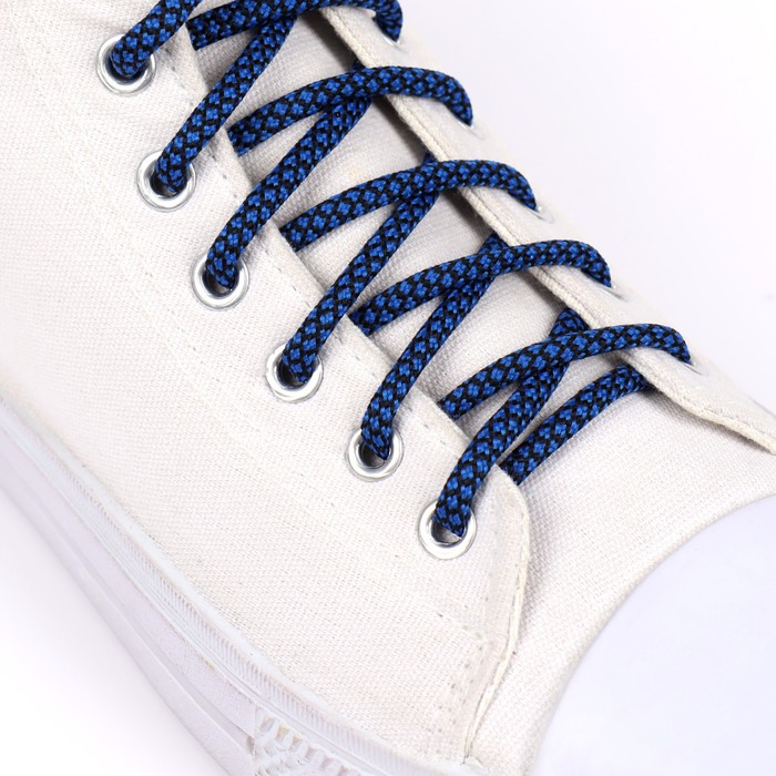 Шнурки для обуви, пара, круглые, d = 6 мм, 120 см, цвет синий/чёрный - фото 1907346129