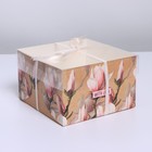 Коробка для капкейка, кондитерская упаковка, «Магнолии», 16 х 16 х 10 см - фото 318725975
