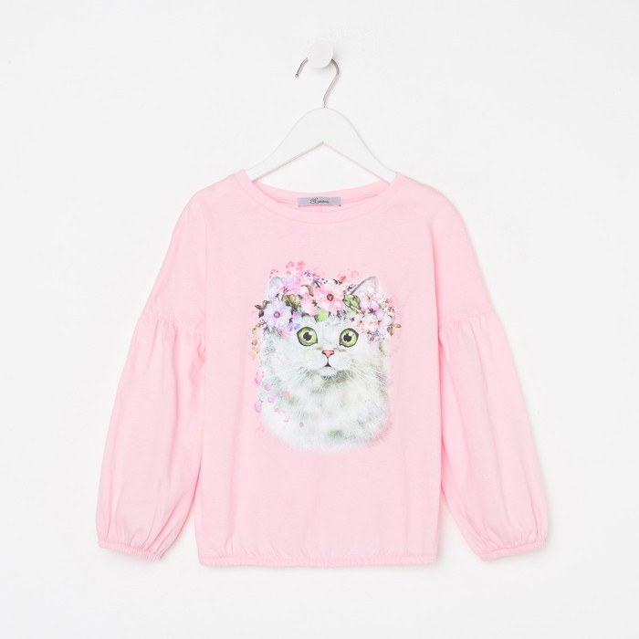 Лонгслив для девочки, цвет розовый, рост 122 см - Фото 1