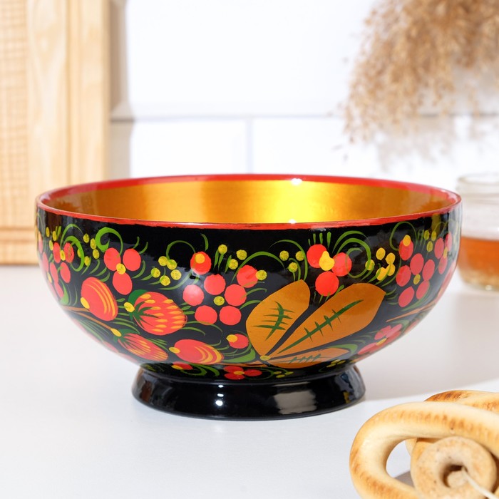 Салатник дерево «Чашка: Ягодка», 16×7 см, хохлома - Фото 1