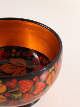 Салатник деревянный хохлома «Ягодка», 16×16×9 см