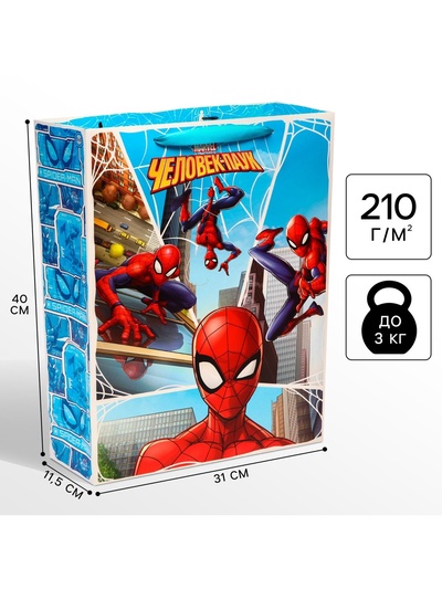 Пакет подарочный «Супергерой», 31 × 40 × 11.5 см