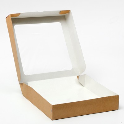 Коробка складная, с окном, крафтовая, 24 х 24 х 5 см