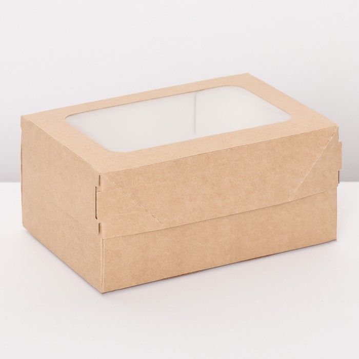 Коробка складная, с окном, крафтовая, 15 х 10 х 7 см - Фото 1