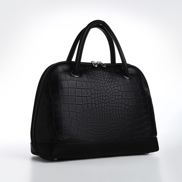 Сумка женская на молнии TEXTURA, средний размер, цвет чёрный - Фото 1