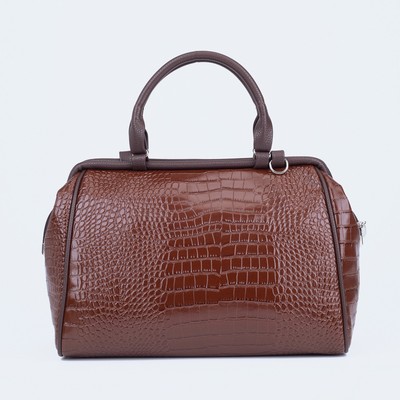 Сумка-саквояж TEXTURA на молнии, наружный карман, длинный ремень, цвет коричневый