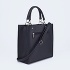 Сумка-тоут на молнии, наружный карман, длинный ремень, цвет чёрный - Фото 2