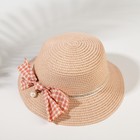 Шляпа для девочки MINAKU с бантом, цвет розовый, р-р 52 - фото 24893165