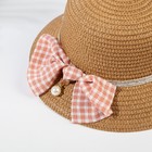 Шляпа для девочки MINAKU с бантом, цвет коричневый, р-р 52 - Фото 2