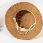Шляпа для девочки MINAKU с бантом, цвет коричневый, р-р 52 - Фото 3