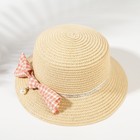 Шляпа для девочки MINAKU с бантом, цвет бежевый, р-р 52 - фото 11494875