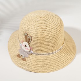 Шляпа для девочки MINAKU "Зайка", цвет молочный, р-р 52