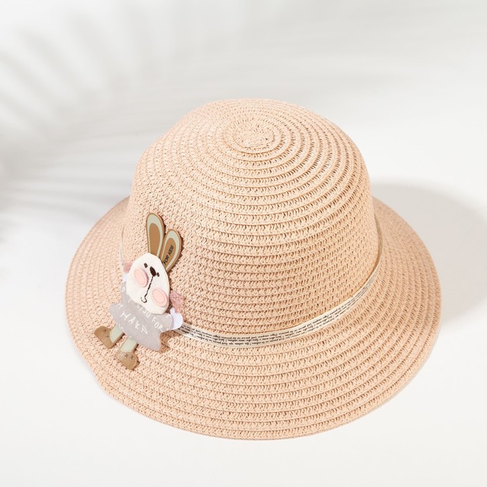 Шляпа для девочки MINAKU "Зайка", цвет розовый, р-р 52 - Фото 1