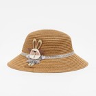 Шляпа для девочки MINAKU "Зайка", цвет коричневый, р-р 52 - фото 26397032