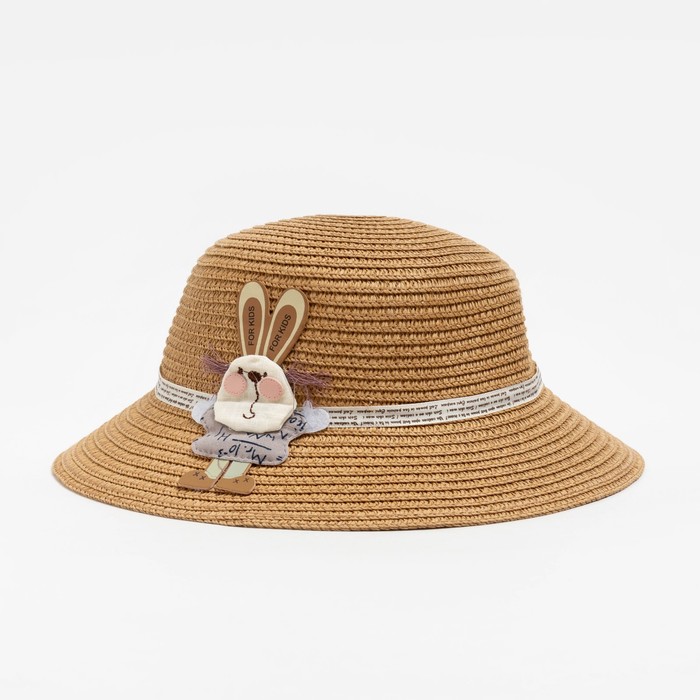 Шляпа для девочки MINAKU "Зайка", цвет коричневый, р-р 52 - Фото 1