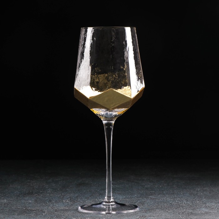 Бокал из стекла для вина Magistro «Дарио», 500 мл, 7,3×25 см, цвет золотой - фото 1919202886
