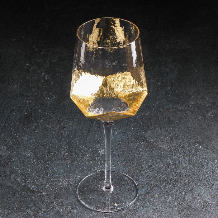 Бокал из стекла для вина Magistro «Дарио», 500 мл, 7,3×25 см, цвет золотой - фото 1919202887