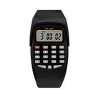 Часы наручные электронные детские, с калькулятором, ремешок силикон, l-21 см, черные - фото 8387667