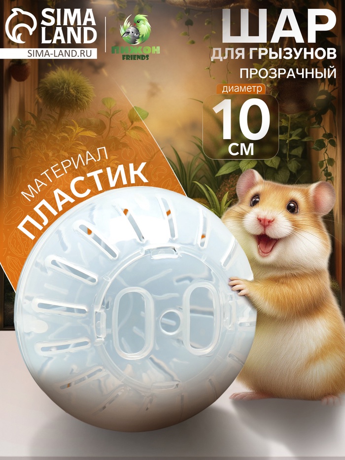Шар для грызунов 10 см, прозрачный - Фото 1