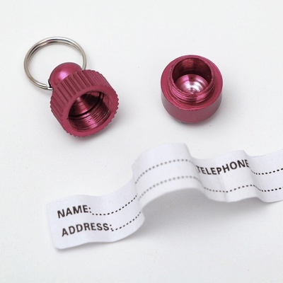 Адресник-капсула под записку «Бочонок», 1.1×2.3 см, металл, красный