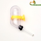 Поилка для грызунов, 60 мл, 12×4 см, с жёлтым креплением, прозрачная - Фото 2