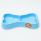 Миска "Косточка" двойная, 2 х 200 мл, 24,5 х 13 х 3,5 см, голубая - фото 21435833