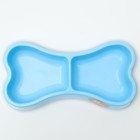 Миска "Косточка" двойная, 2 х 200 мл, 24,5 х 13 х 3,5 см, голубая - фото 21435834
