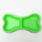 Миска "Косточка" двойная, 2 х 200 мл, 24,5 х 13 х 3,5 см, зелёная - фото 21435836
