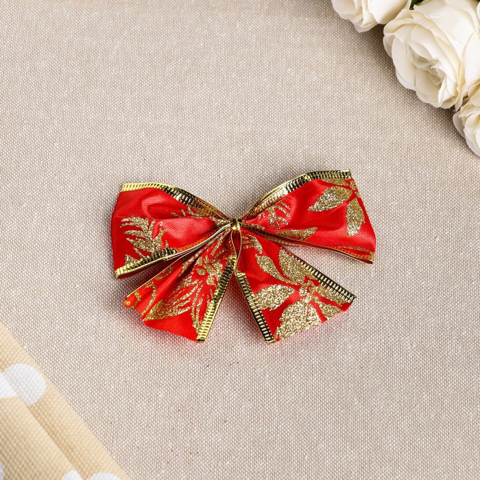 Бант праздничный "Очарование", красно-золотой, 11 х 9 см