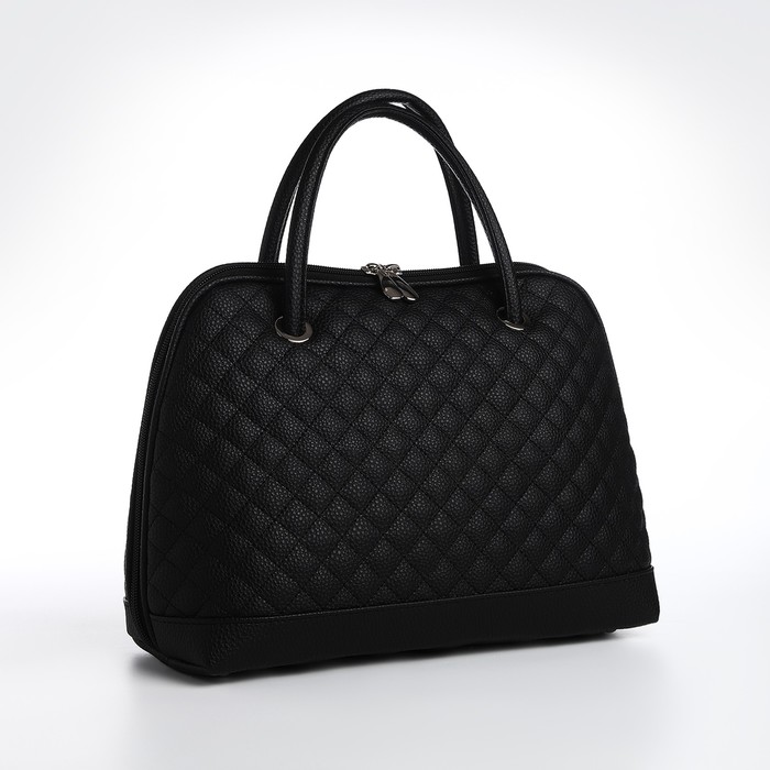 Сумка женская тоут TEXTURA, на молнии, 30×11×23 см, со стёжкой, чёрная - Фото 1