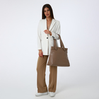 Сумка-шопер, отдел на молнии, цвет бежевый - фото 808074953