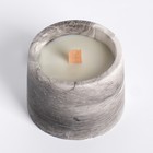 Свеча в бетоне на подставке "Лофт", соевый воск, деревянный фитиль, черно-белая - фото 9413862