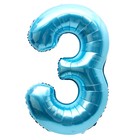 Шар фольгированный 40" «Цифра 3», нежно-голубой - Фото 2