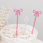 Набор топперов для торта «Бантики», 4 шт, цвет лиловый - фото 53688966