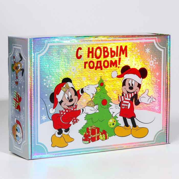 Коробка подарочная складная "С новым годом!" Микки Маус 31х22х9,5 см - Фото 1