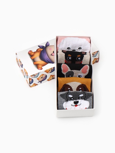 Носки для девочки KAFTAN «Ав!», набор 5 пар, размер 23-25 (10-12 лет)