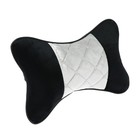 Подушка автомобильная для шеи 27×17 см, велюр, черный с серой вставкой - Фото 2