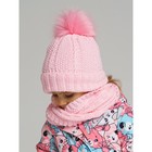 Комплект детский вязаный для девочки: шапка и снуд, размер 46, цвет светло-розовый - Фото 5