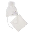 Комплект детский вязаный для девочки: шапка и снуд, размер 46, цвет белый - фото 109868656