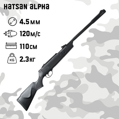 Винтовка пневматическая Hatsan Alpha кал. 4.5 мм, 3 Дж, ложе - пластик, до 120 м/с