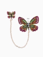 Брошь со значком на цепочке «Бабочка», цветная в золоте - Фото 1