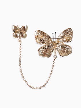 Брошь со значком на цепочке «Бабочка», цветная в золоте