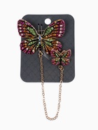 Брошь со значком на цепочке «Бабочка», цветная в золоте - Фото 5