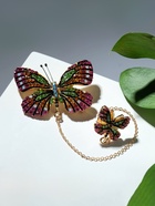 Брошь со значком на цепочке «Бабочка», цветная в золоте - Фото 6