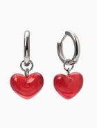 Серьги со съёмным элементом «Трансформер» сердечки, красные в серебре - Фото 1
